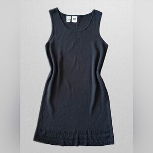 Vintage 90s DKNY Mini Dress Knit Pointelle Wool | Size 8-10